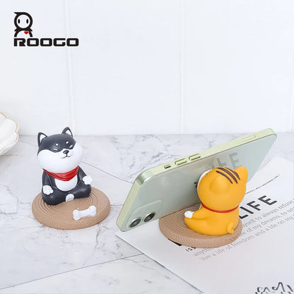 Purrfectly Adorable Desk Companions - ROOGO Cartoon Cat and Dog Phone Holder